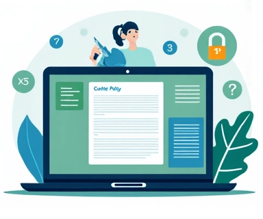 Ilustración de política de cookies con candado y datos seguros